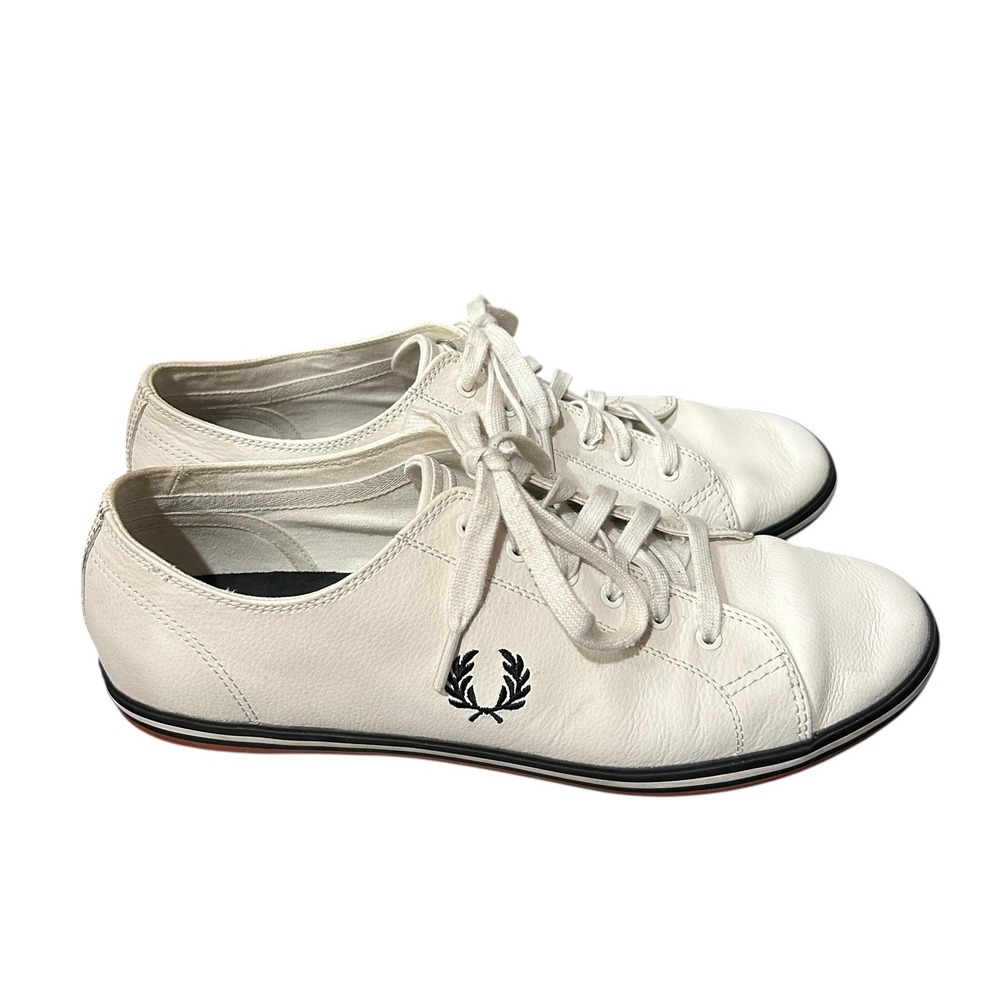 Fred Perry Leather Shoes Mens 12 Low Top‎ Preppy Casual Sneakers Logo White